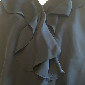 Sexy backless silk v-neck black top